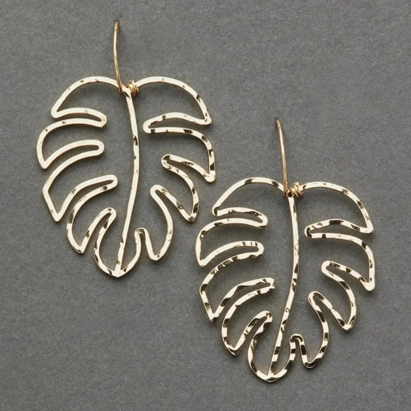 Lucky Brand Gold Palm Leaf Plant Earrings​​​​
